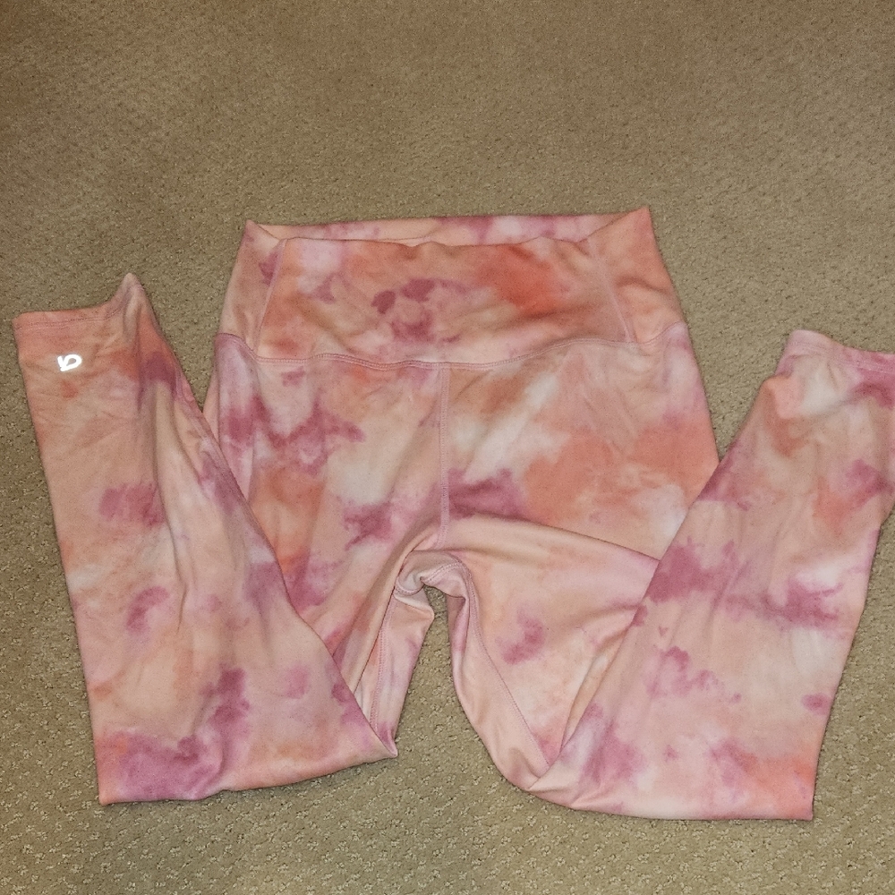 Gap fit Power Move Hight Rise Abkle Leg Pink and Orange Tie-Dye Leggings Size M